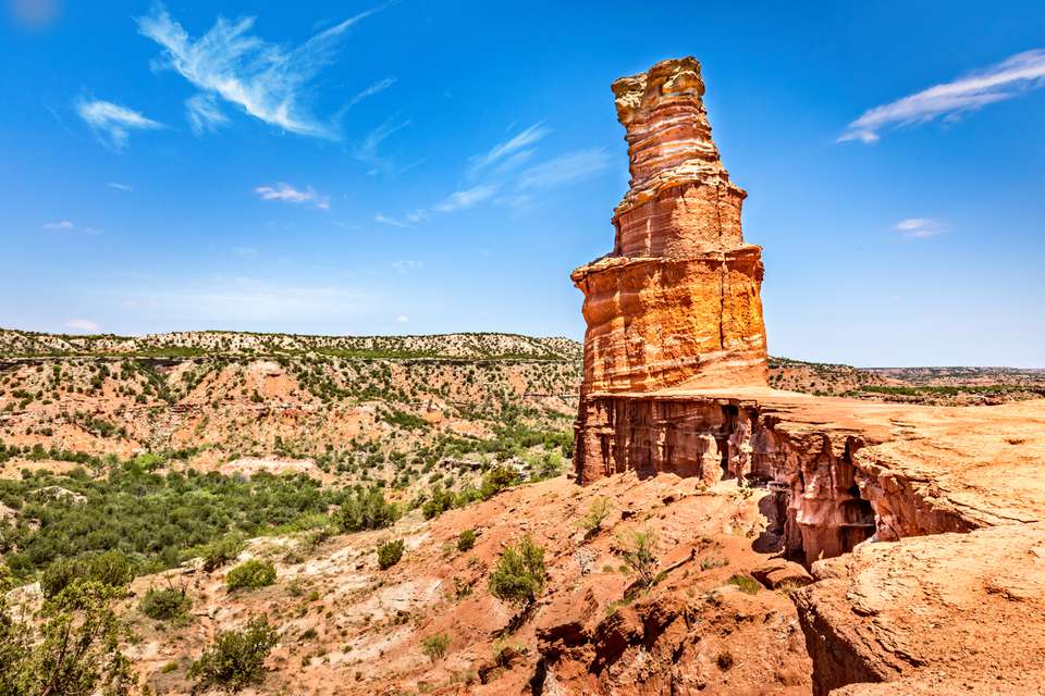 在Palo Duro Canyon国家公园，德克萨斯州的着名灯塔岩石