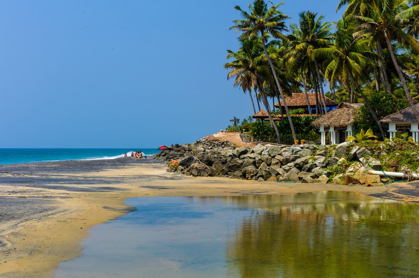 海滩议院在Kovalam，喀拉拉邦。