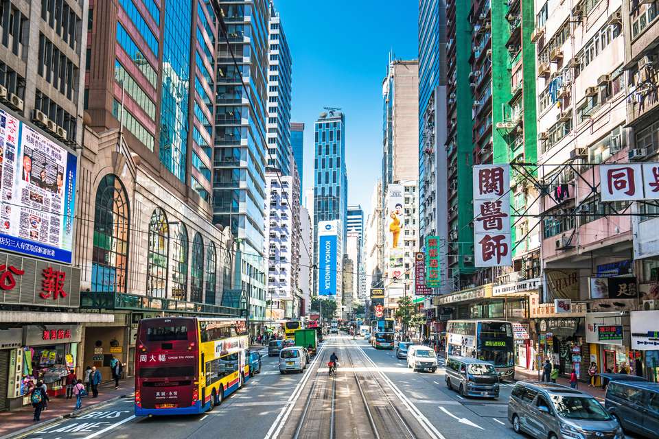 香港旺查的城市街道的景色