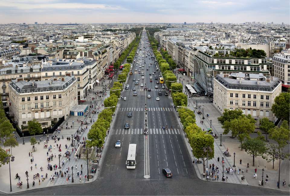 Champs-Élysées鸟瞰图，巴黎(法国)