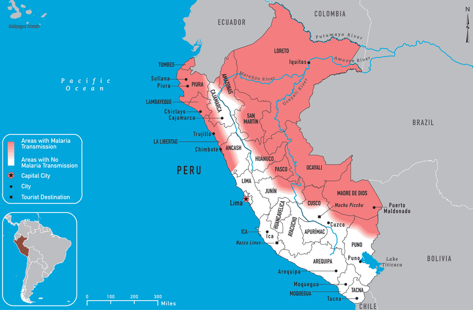 秘鲁的CDC疟疾地图