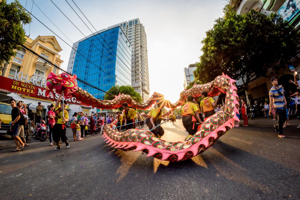 越南胡志明市的中国舞龙